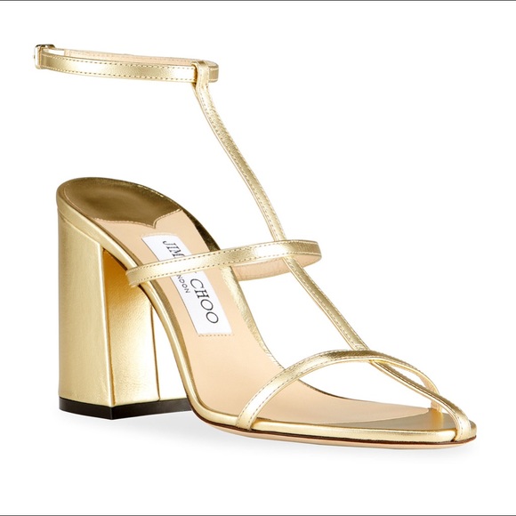 Jimmy Choo Shoes - Jummy Choo Linley Metallic T-Strap Sandals